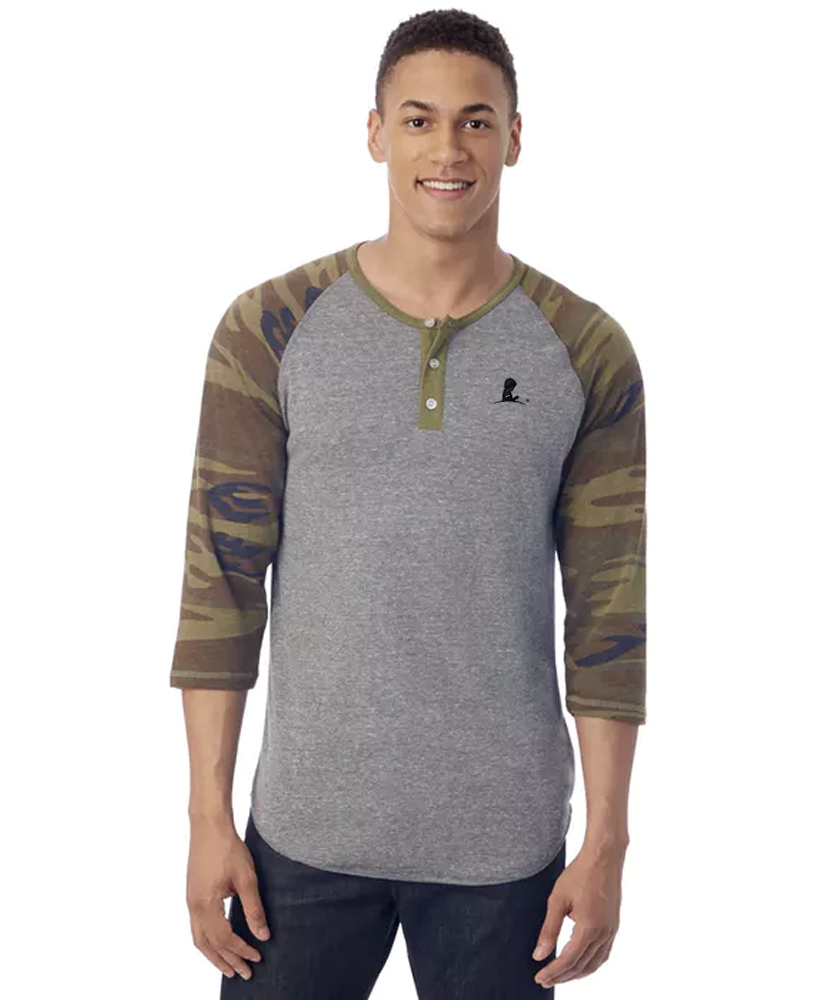 Unisex Camo Baseball Henley Tee